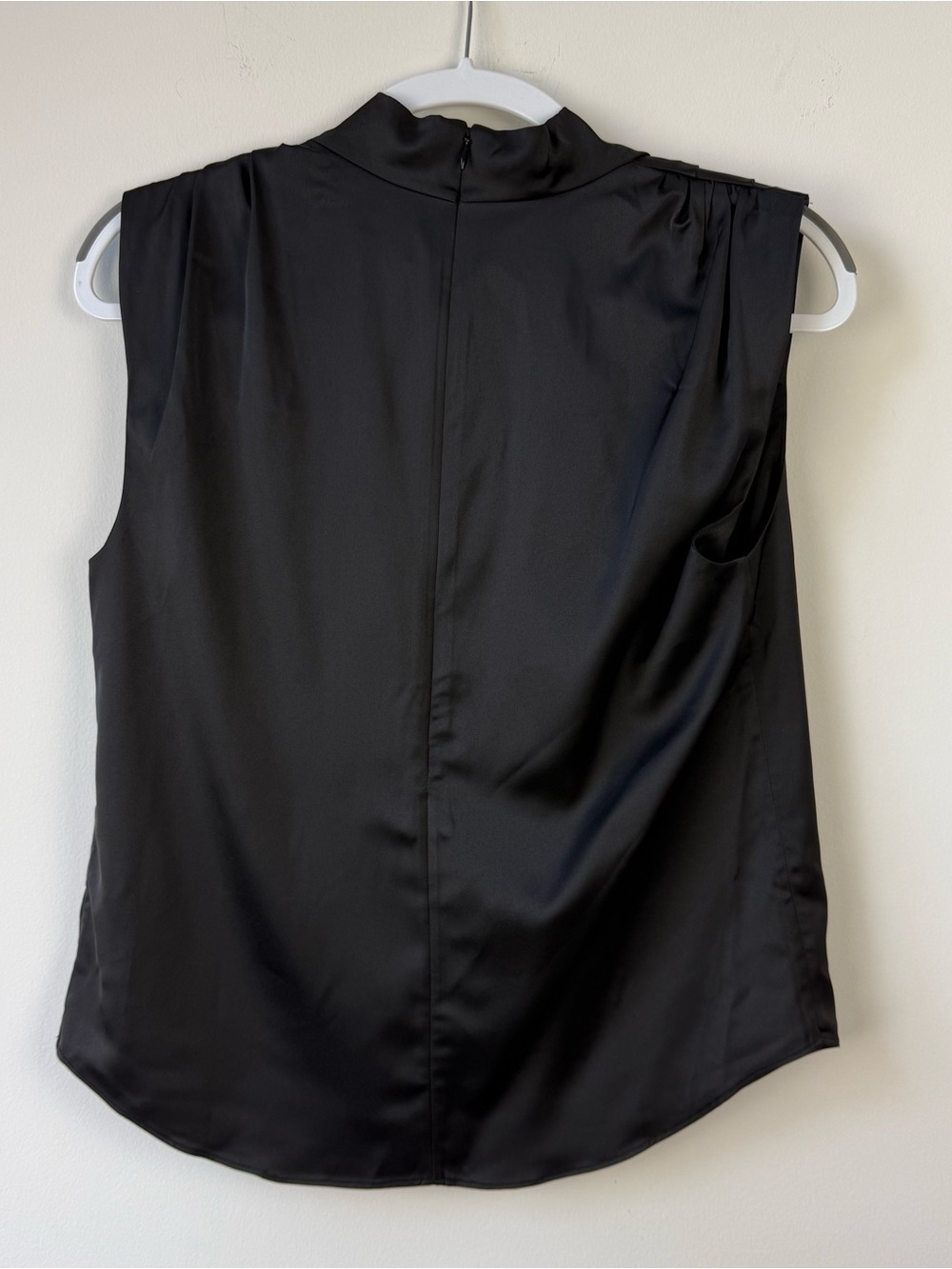 Modern Citizen Allegra Gathered-Neck Sleeveless Satin Blouse in Black - Picture 6 of 8